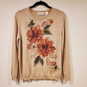 Alfred Dunner Flower Crewneck Sweater Women's Size S
